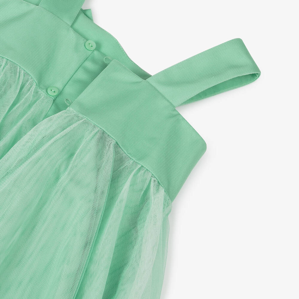 Abel & Lula-Girls Green Tulle & Satin Dress | Childrensalon