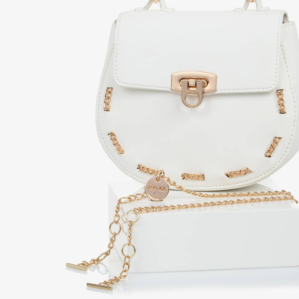 Abel & Lula-Girls Ivory Faux Leather Bag (18cm) | Childrensalon
