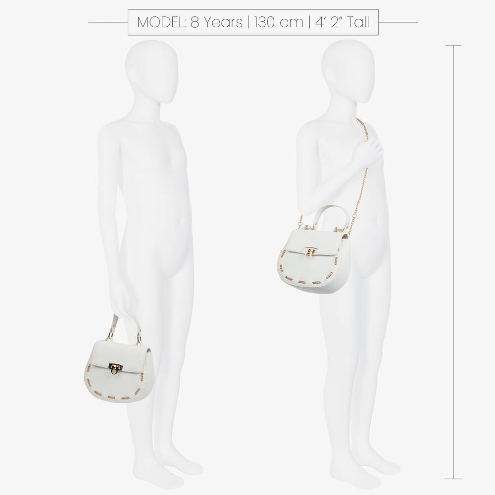 Abel & Lula-Girls Ivory Faux Leather Bag (18cm) | Childrensalon