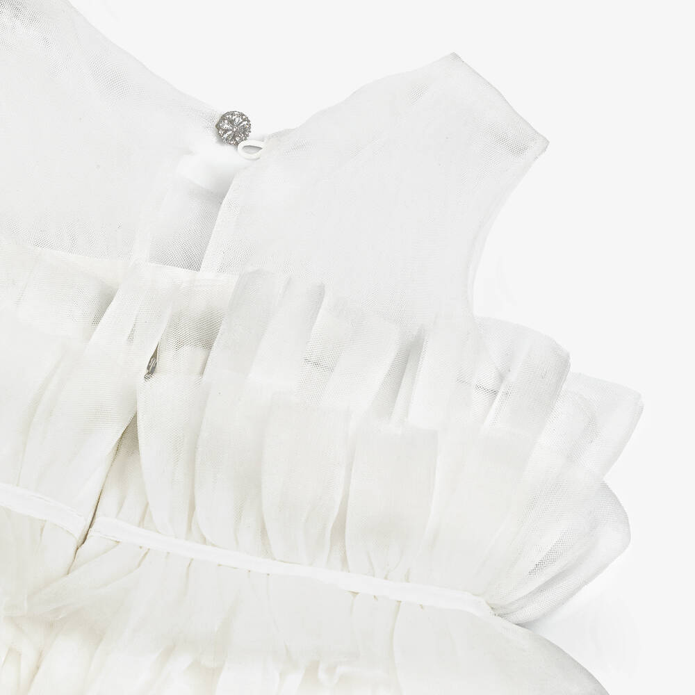 Abel & Lula-Girls Ivory Ruffle Tulle Dress | Childrensalon