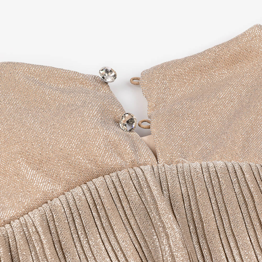 Abel & Lula-Girls Shimmering Gold Skirt Set | Childrensalon