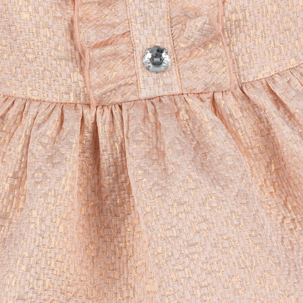 Angel's Face-Baby Girls Pink & Gold Jacquard Dress | Childrensalon