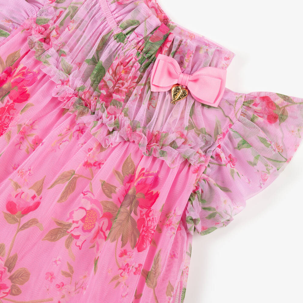 Angel's Face-Girls Pink Floral Tulle Dress | Childrensalon