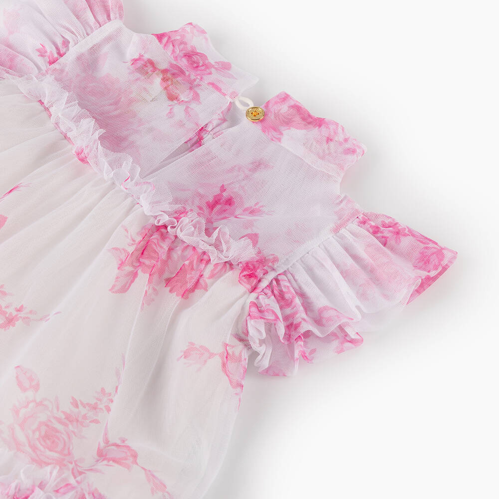 Angel's Face-Girls White Floral Tulle Dress | Childrensalon