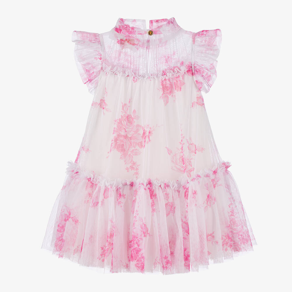 Angel's Face-Girls White Floral Tulle Dress | Childrensalon
