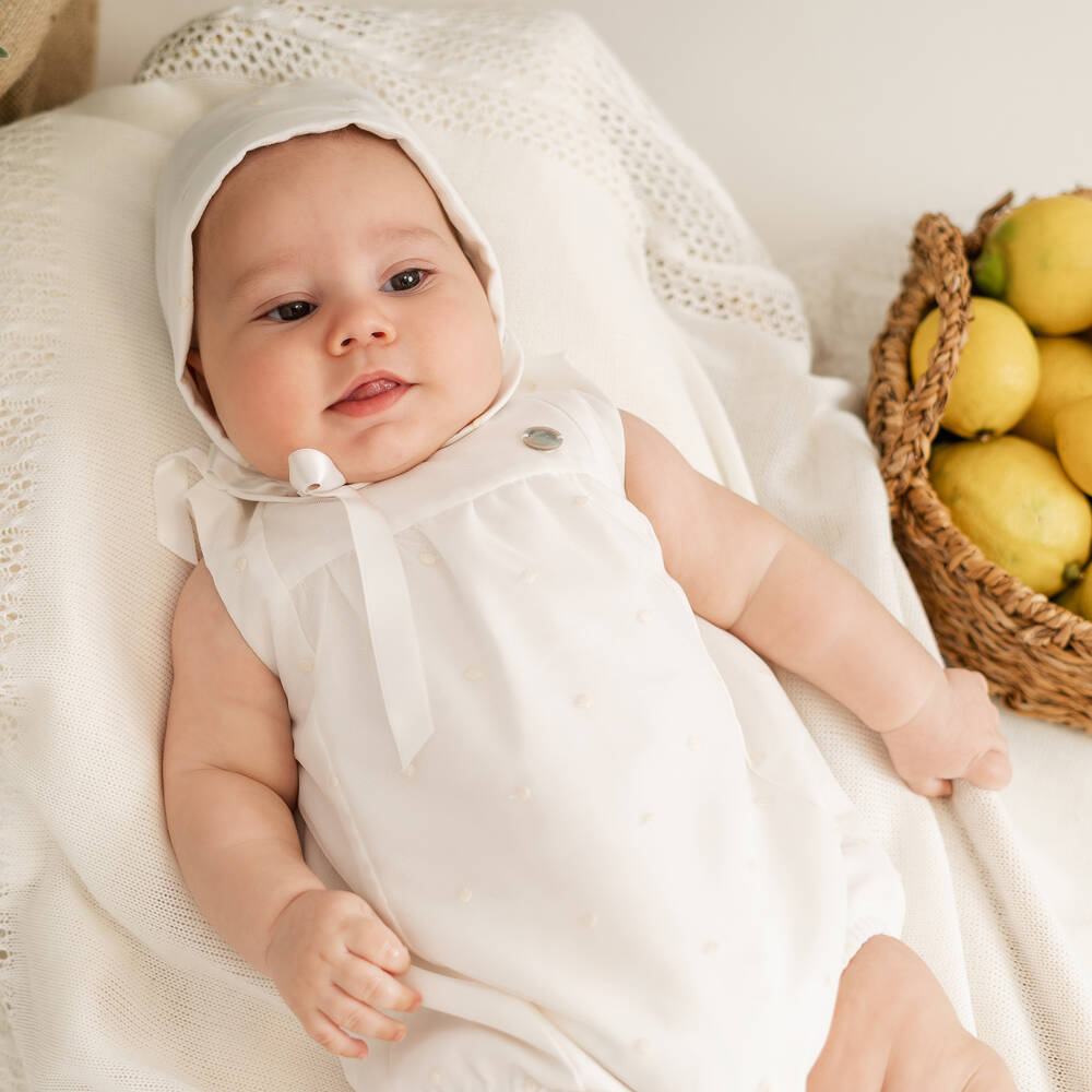 Artesanía Granlei-White Tulle Polka Dot Shortie Set | Childrensalon