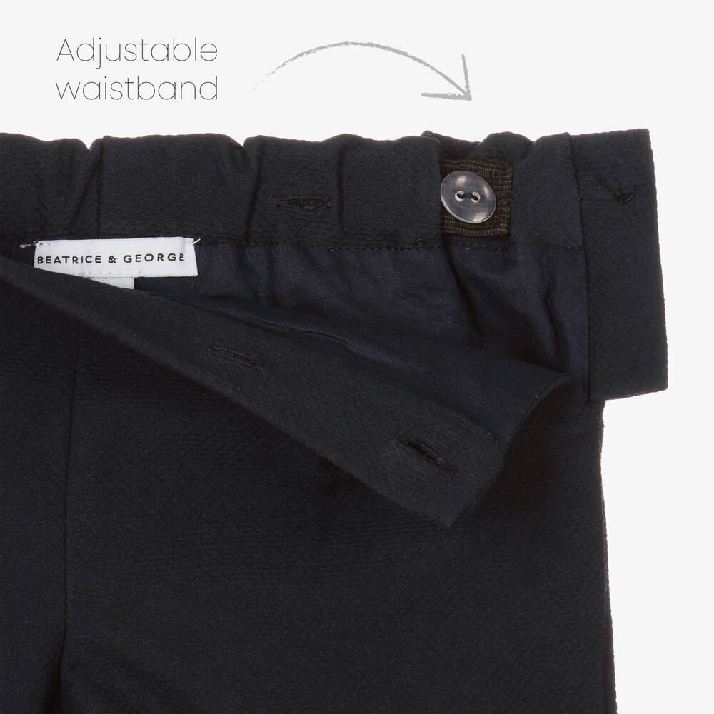 Beatrice & George-Boys White & Blue Cotton Buster Suit | Childrensalon