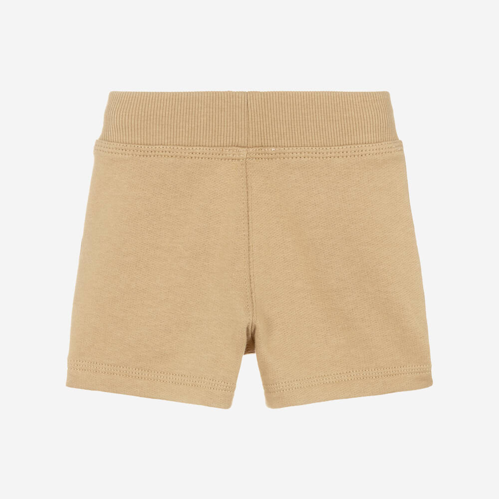 Burberry-Baby Boys Beige Cotton Shorts with Check Trim & EKD Logo | Childrensalon