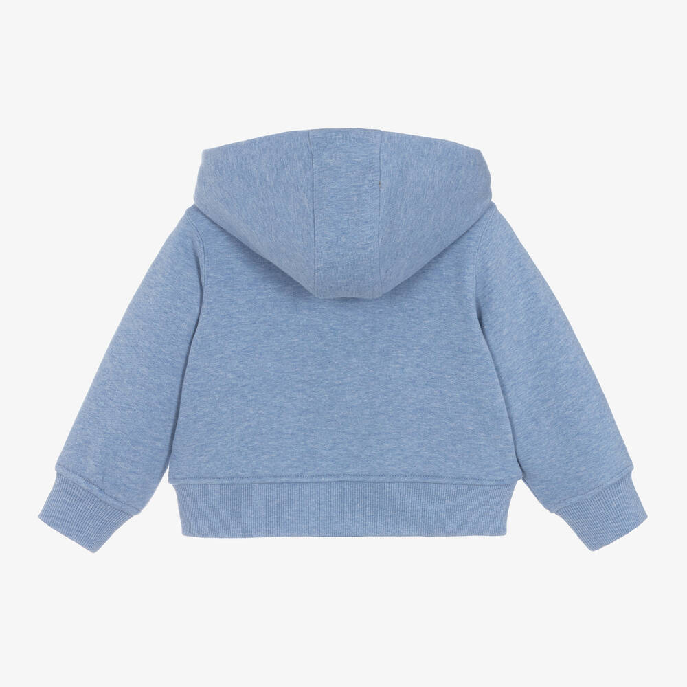 Burberry-Baby Boys Blue Cotton EKD Zip-Up Hoodie | Childrensalon