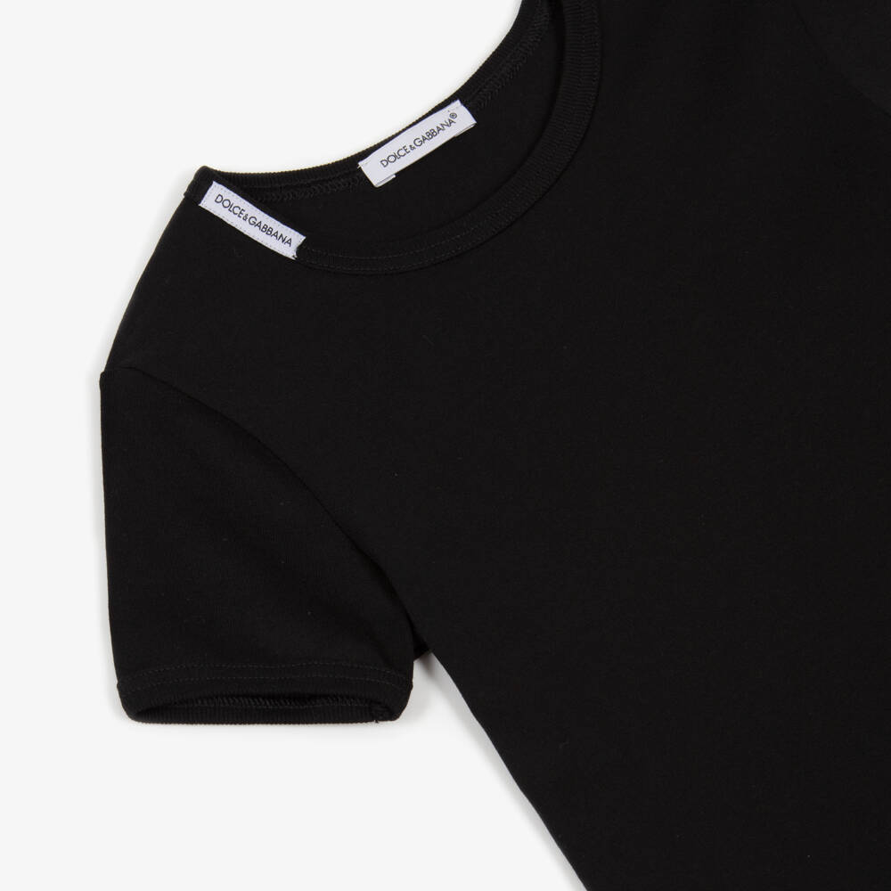 Dolce & Gabbana-Black Cotton T-Shirts (2 Pack) | Childrensalon