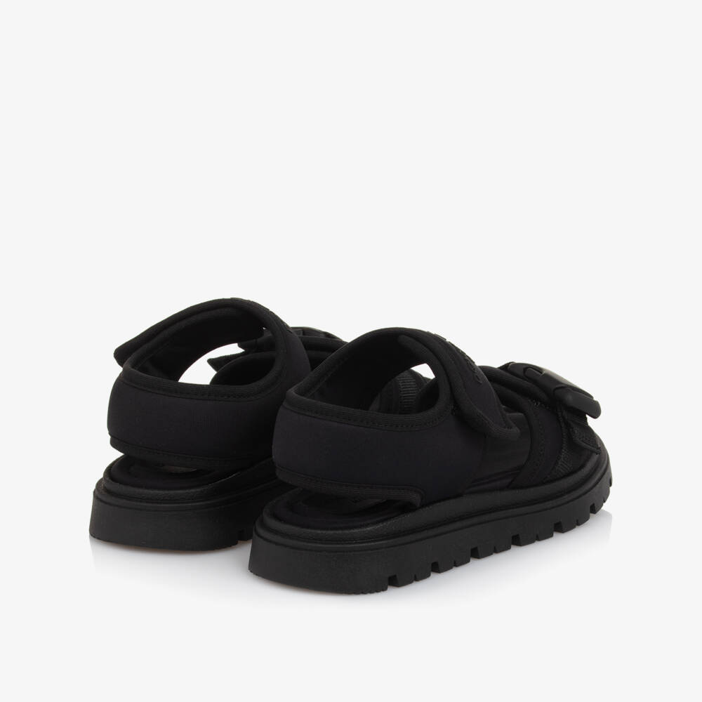 Dolce & Gabbana-Black Logo Velcro Sandals | Childrensalon