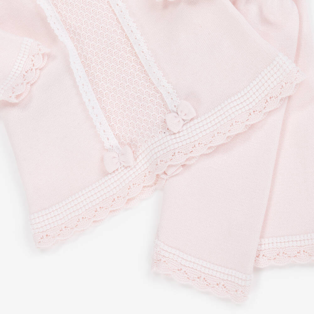 Emile et Rose-Baby Girls Pink Cotton Knit Trouser Set | Childrensalon