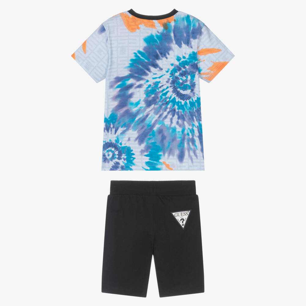 Guess-Boys Blue Cotton Tie-Dye Shorts Set | Childrensalon