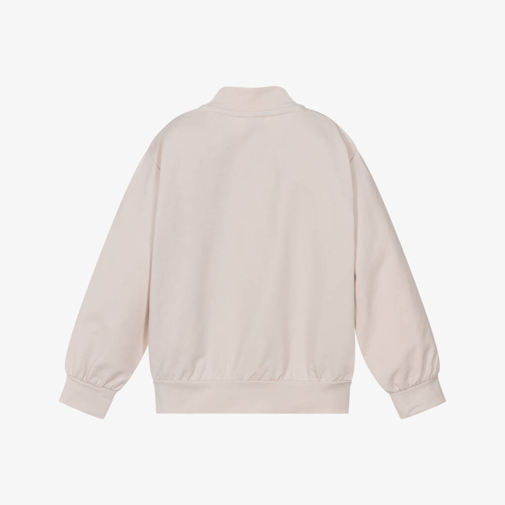 iDO-Girls Ivory Cotton Teddy Bear Zip-Up Top | Childrensalon