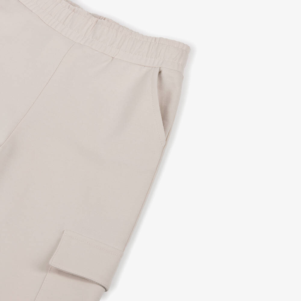 iDO-Girls Ivory Cotton Wide-Leg Cargo Joggers | Childrensalon