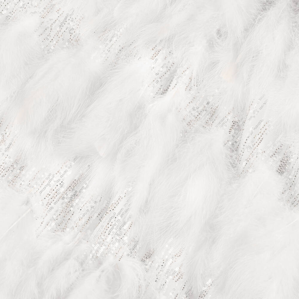 Junona-Girls White Feather & Sequin Dress | Childrensalon