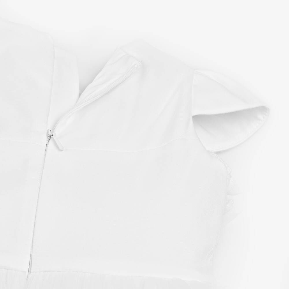 Junona-Girls White Flower Bodice Tulle Dress | Childrensalon