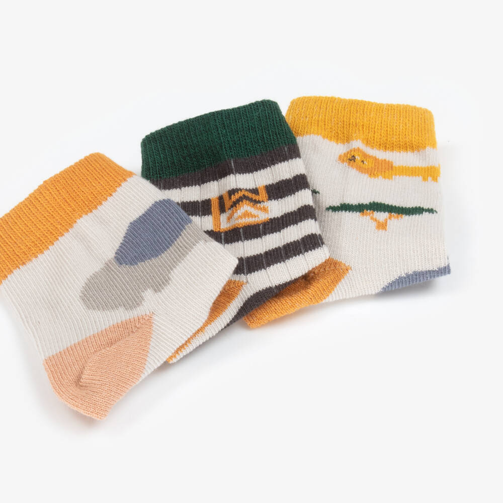 Liewood-Grey Cotton Safari Socks (3 Pack) | Childrensalon