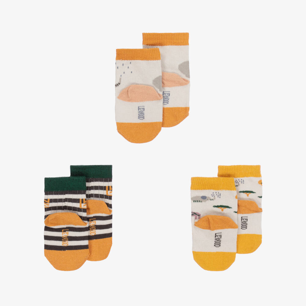 Liewood-Grey Cotton Safari Socks (3 Pack) | Childrensalon
