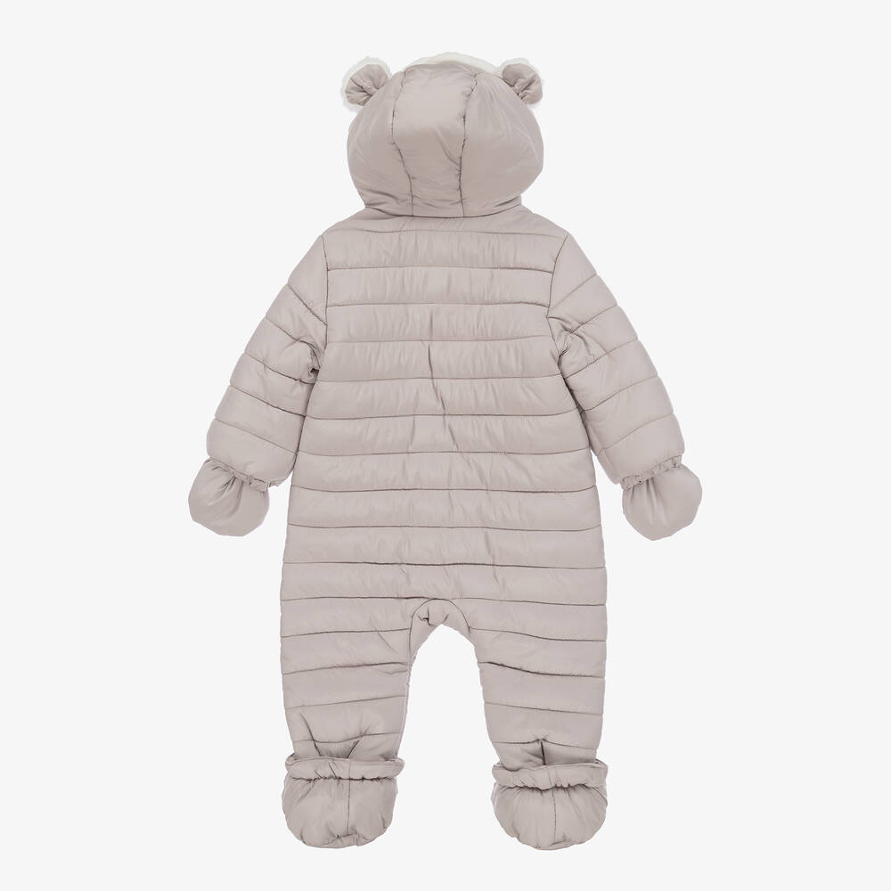 Mayoral Newborn-Beige Padded Teddy Snowsuit | Childrensalon