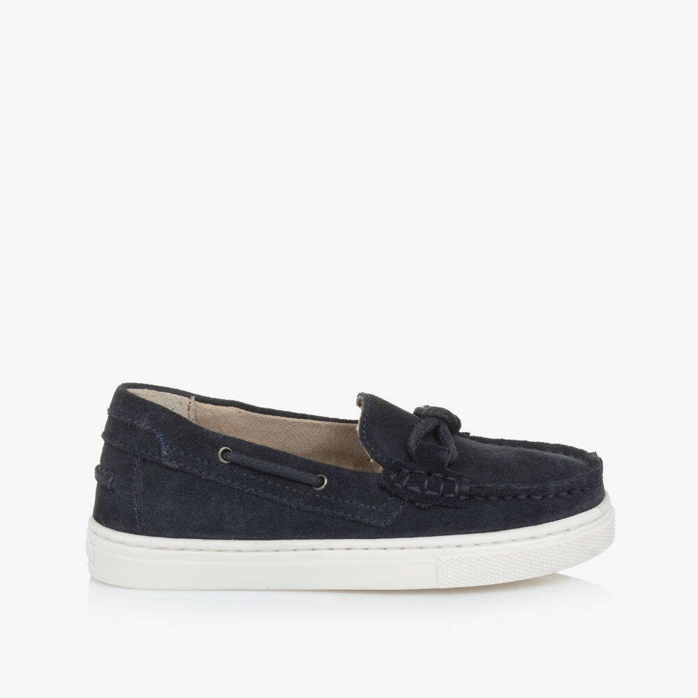 Mayoral-Boys Navy Blue Suede Leather Loafers | Childrensalon