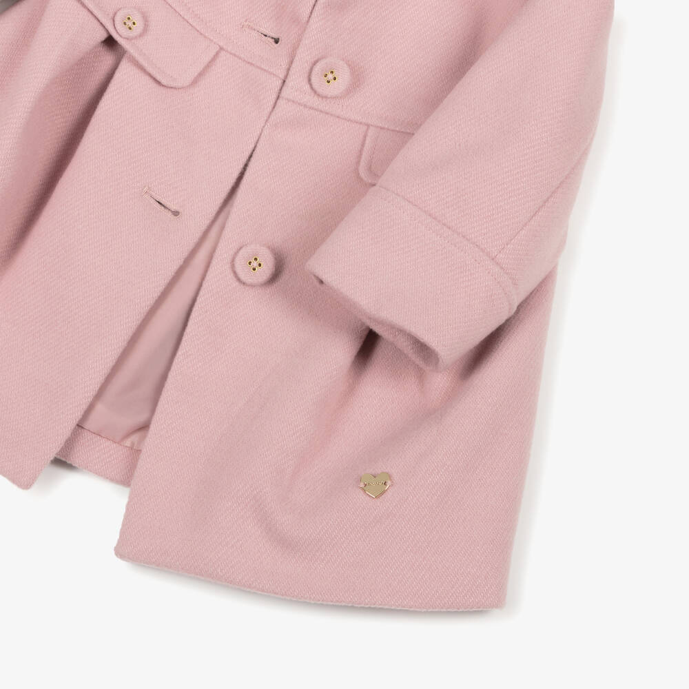 Mayoral-Girls Pink Felted Coat | Childrensalon