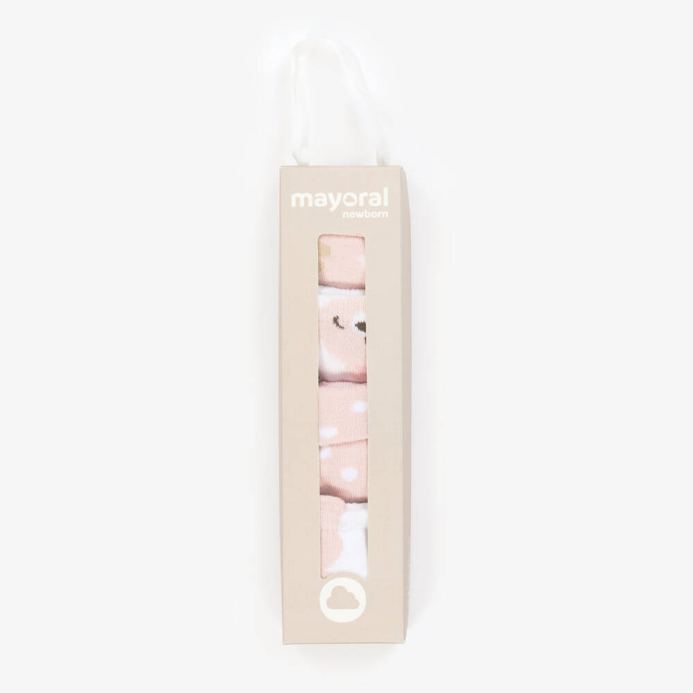 Mayoral Newborn-Pink & Ivory Cotton Baby Socks (4 Pack) | Childrensalon