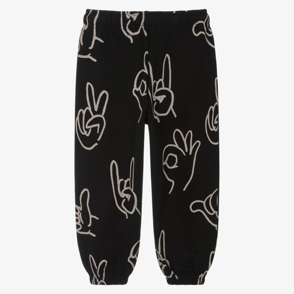Molo-Black Organic Cotton Positive Hands Joggers | Childrensalon