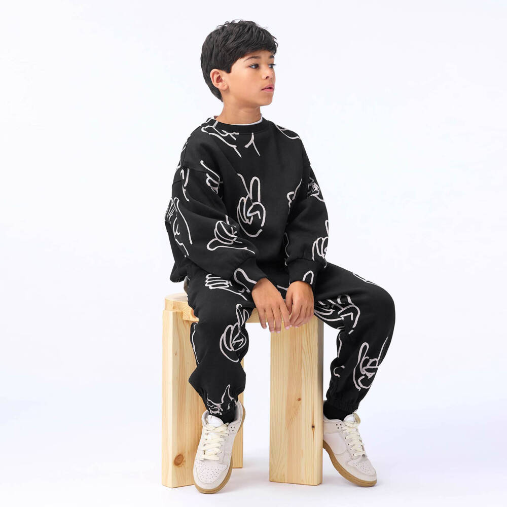 Molo-Black Organic Cotton Positive Hands Sweatshirt | Childrensalon