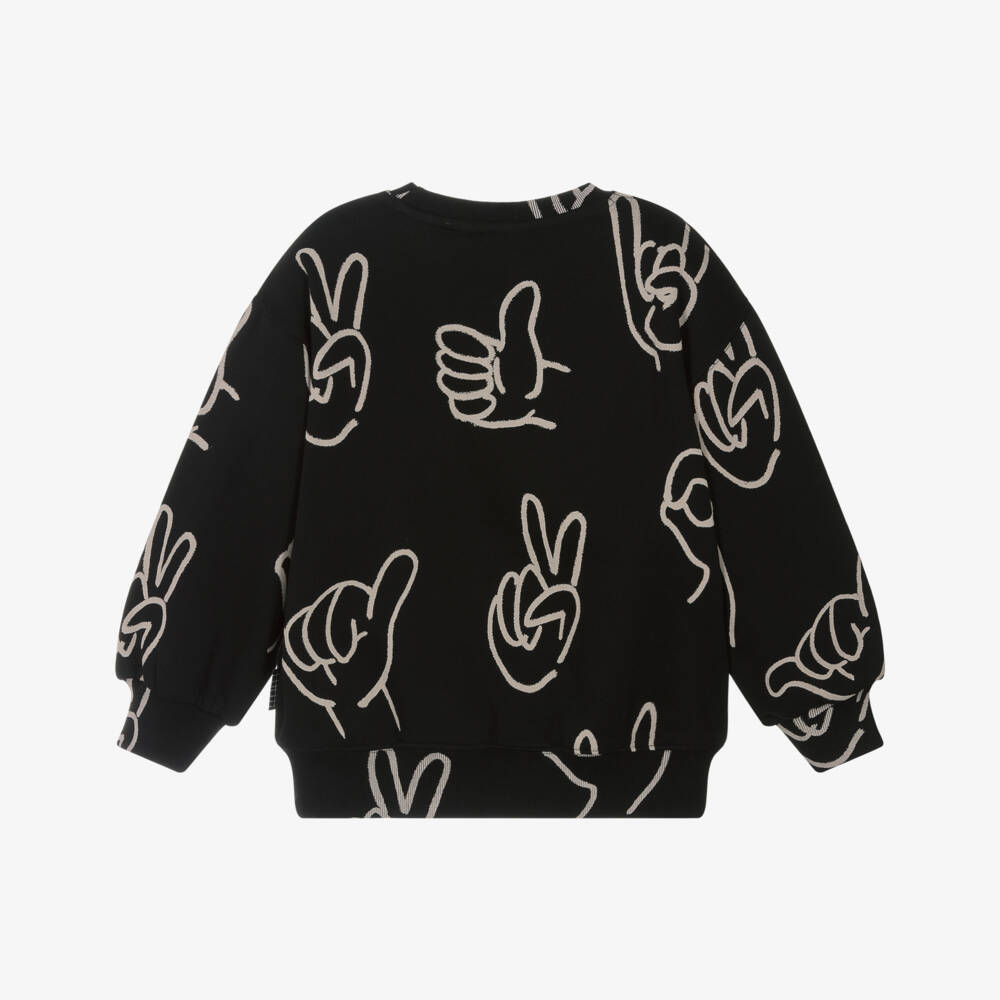 Molo-Black Organic Cotton Positive Hands Sweatshirt | Childrensalon