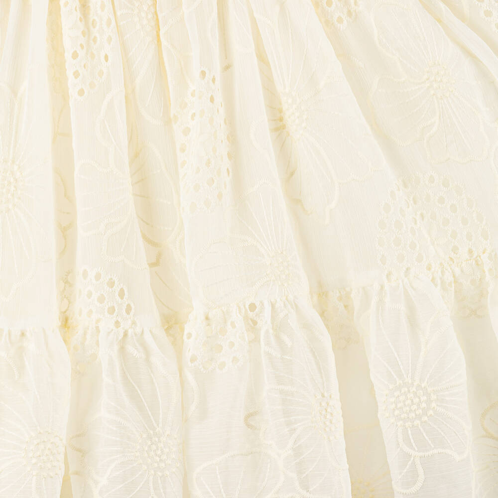 Patachou-Girls Ivory Embroidered Chiffon Dress | Childrensalon