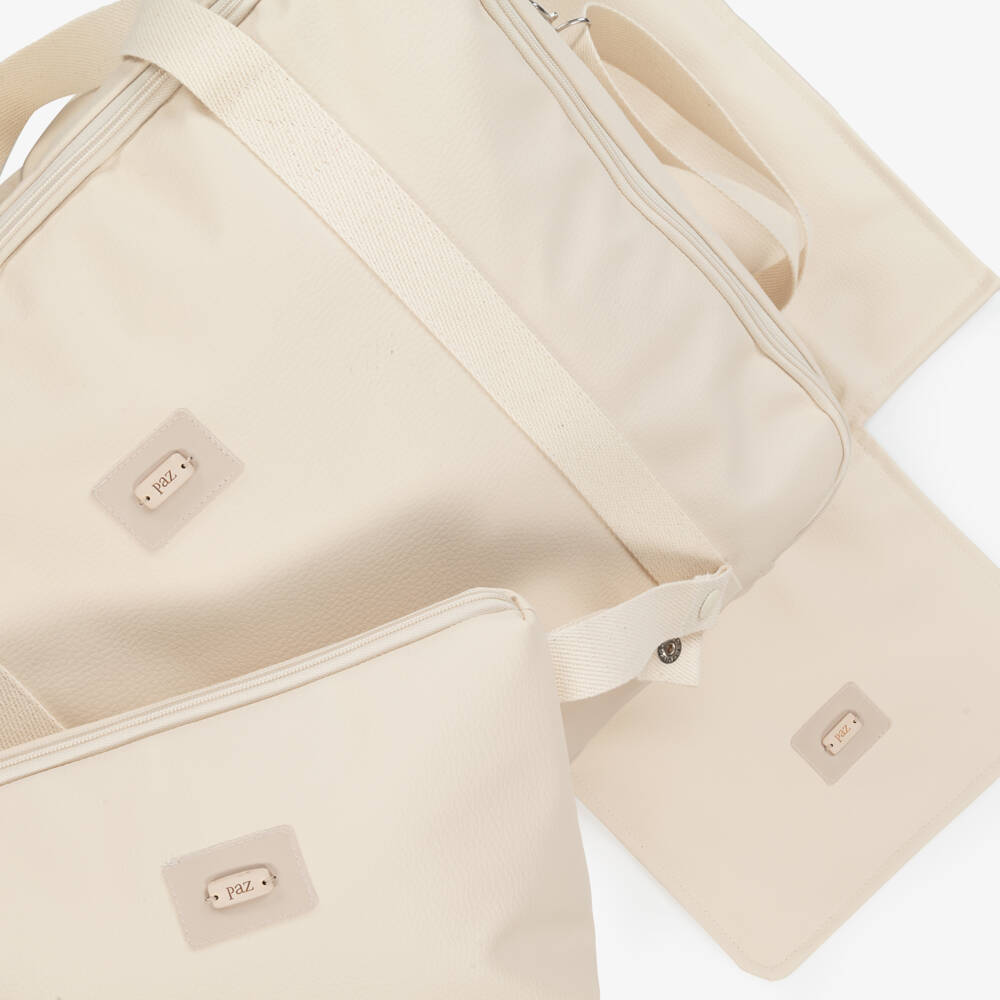 PAZ Rodríguez-Beige Faux Leather Suitcase with Toiletry Bag & Mat (45cm) | Childrensalon
