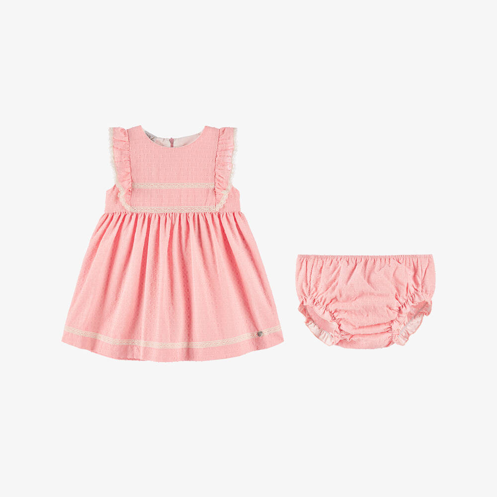 PAZ Rodríguez-Girls Pink Plumetis Cotton Dress | Childrensalon