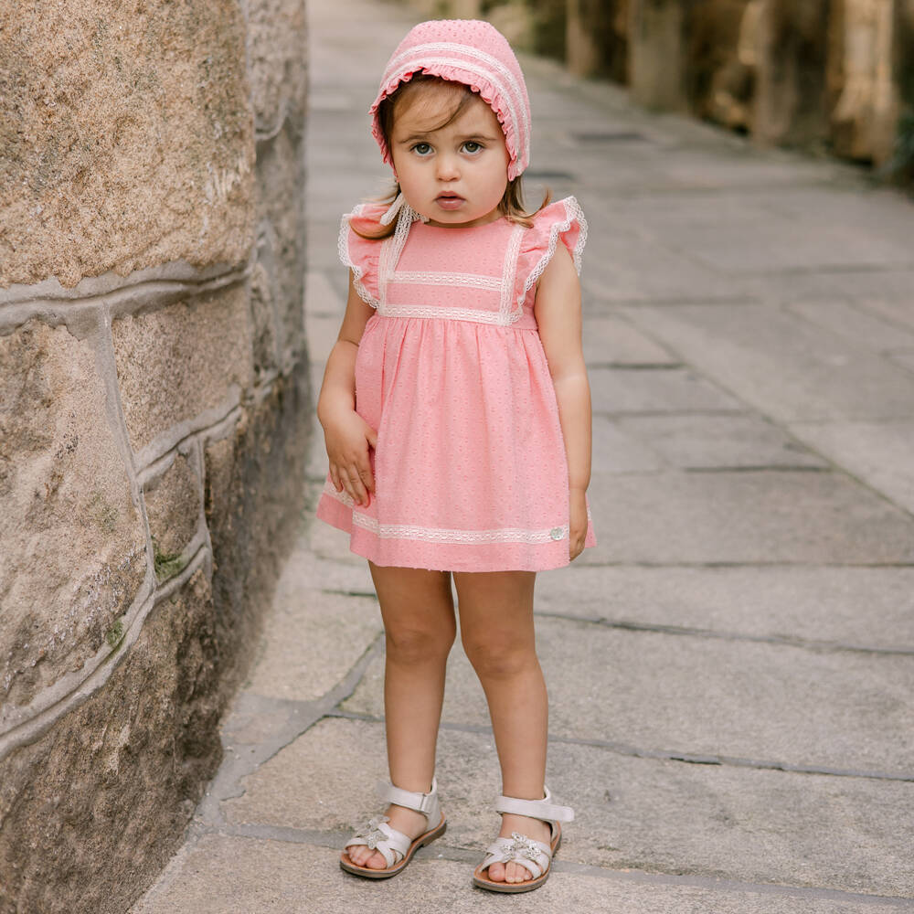 PAZ Rodríguez-Girls Pink Plumetis Cotton Dress | Childrensalon