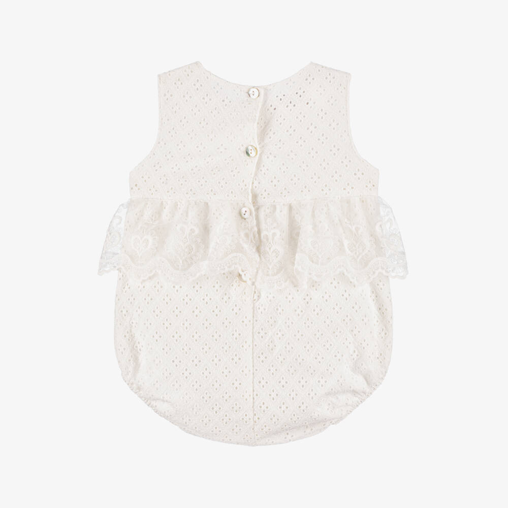 Phi Clothing-Baby Girls Ivory Broderie Anglaise Shortie | Childrensalon