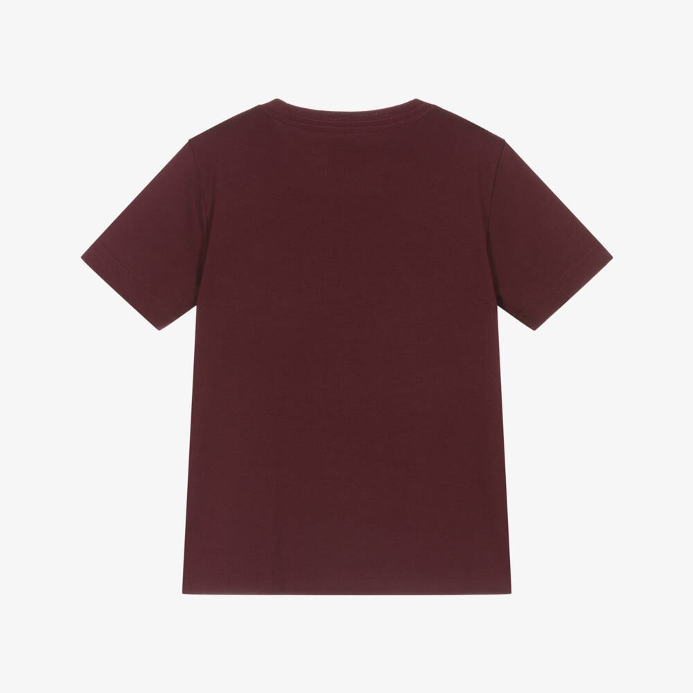 Ralph Lauren-Boys Dark Maroon Red Cotton T-Shirt | Childrensalon