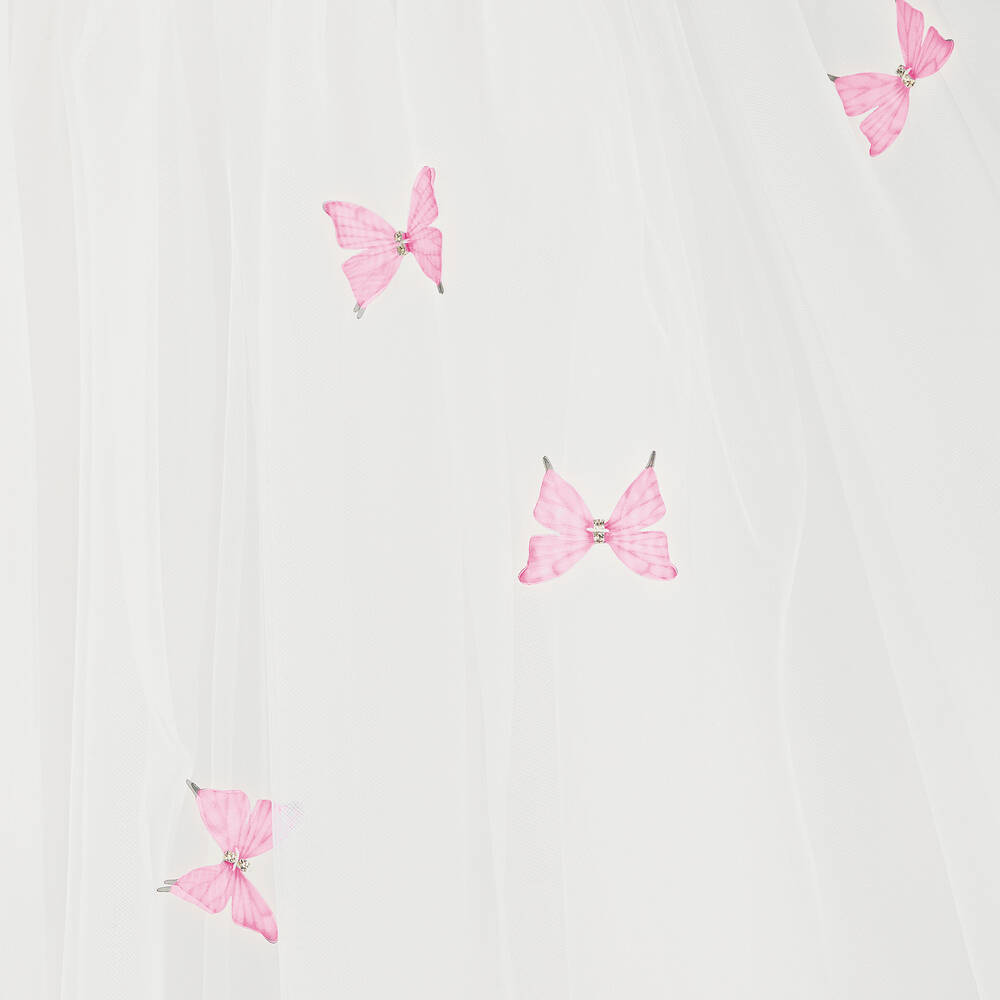 Sevva-Girls Ivory & Pink Butterfly Tulle Dress | Childrensalon
