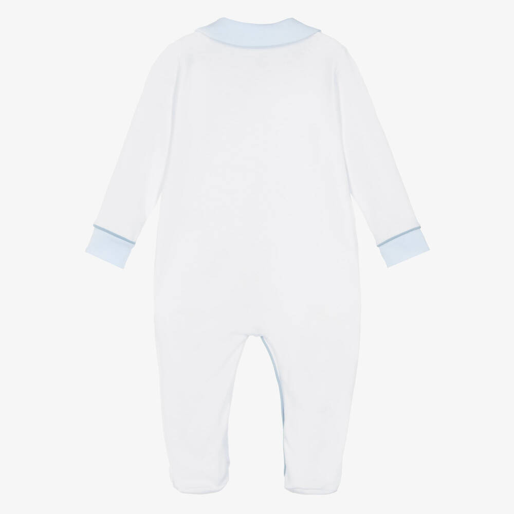 Sofija-Boys White Cotton Tiger Print Babygrow | Childrensalon