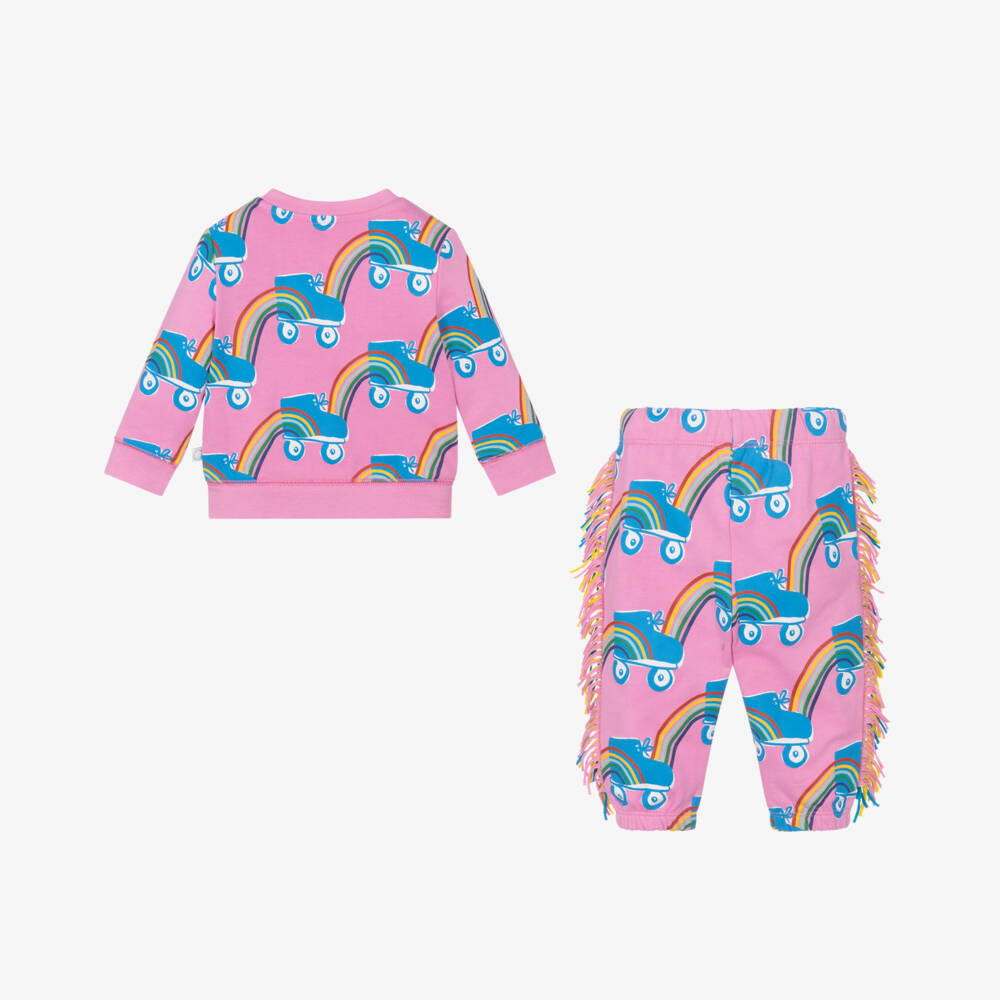 Stella McCartney Kids-Baby Girls Pink Roller Skate Cotton Tracksuit | Childrensalon