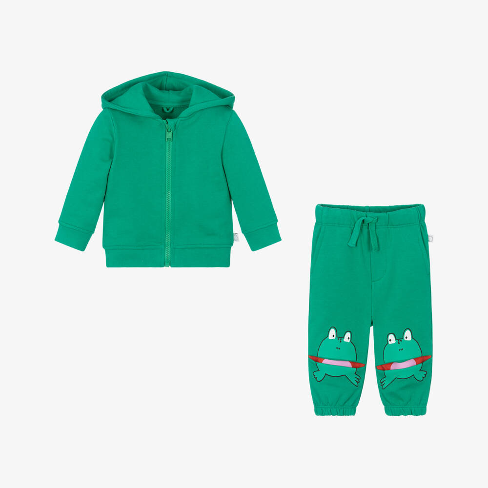 Stella McCartney Kids-Boys Green Frog Cotton Tracksuit | Childrensalon
