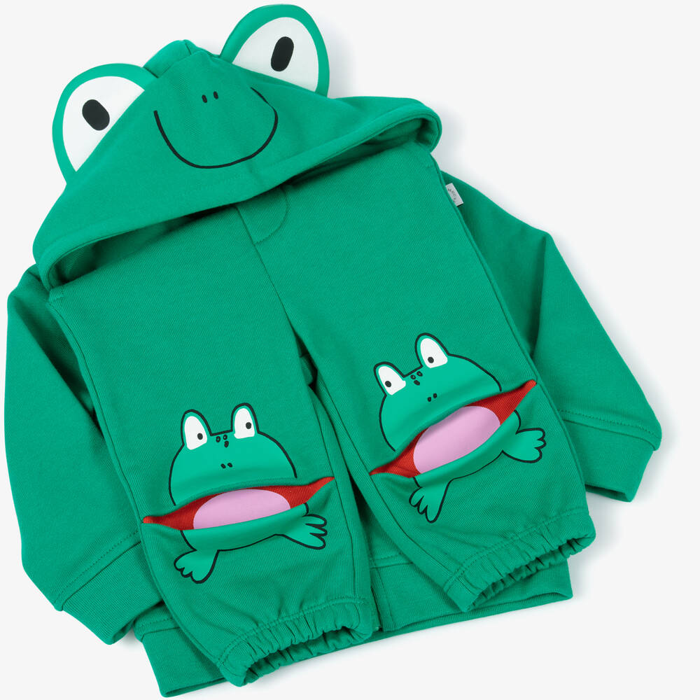 Stella McCartney Kids-Boys Green Frog Cotton Tracksuit | Childrensalon