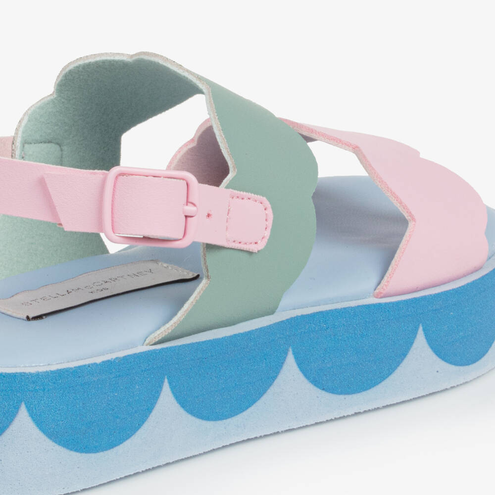 Stella McCartney Kids-Girls Pink & Blue Scallop Sandals | Childrensalon