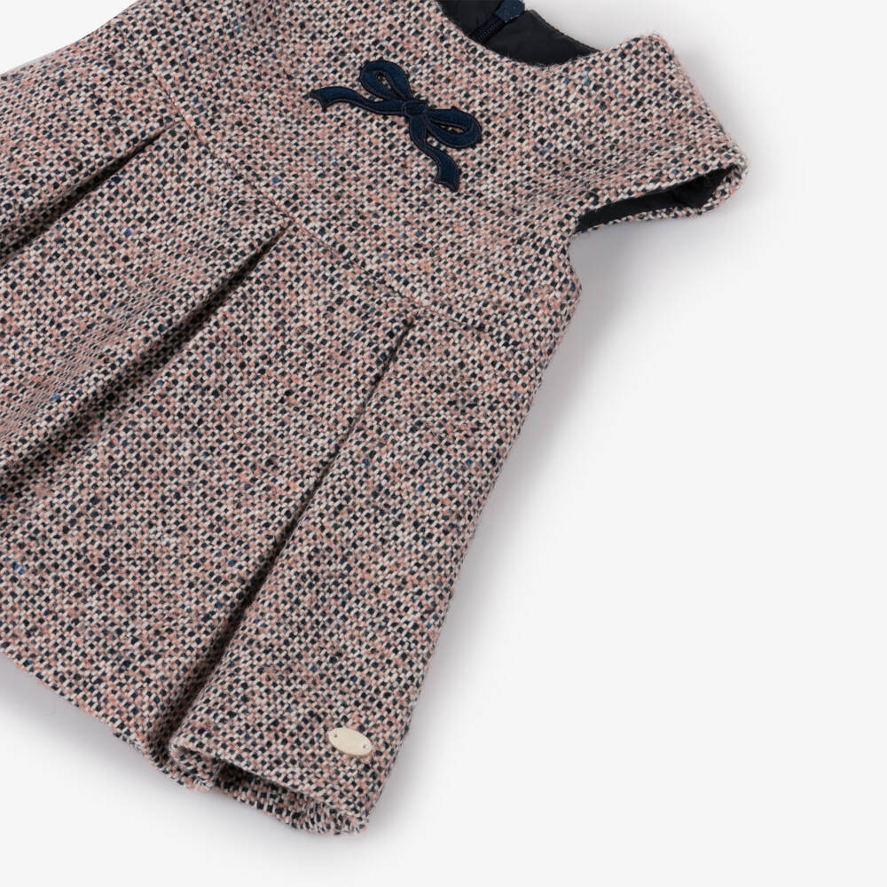 Tartine et Chocolat-Girls Pink & Blue Tweed Sleeveless Dress | Childrensalon
