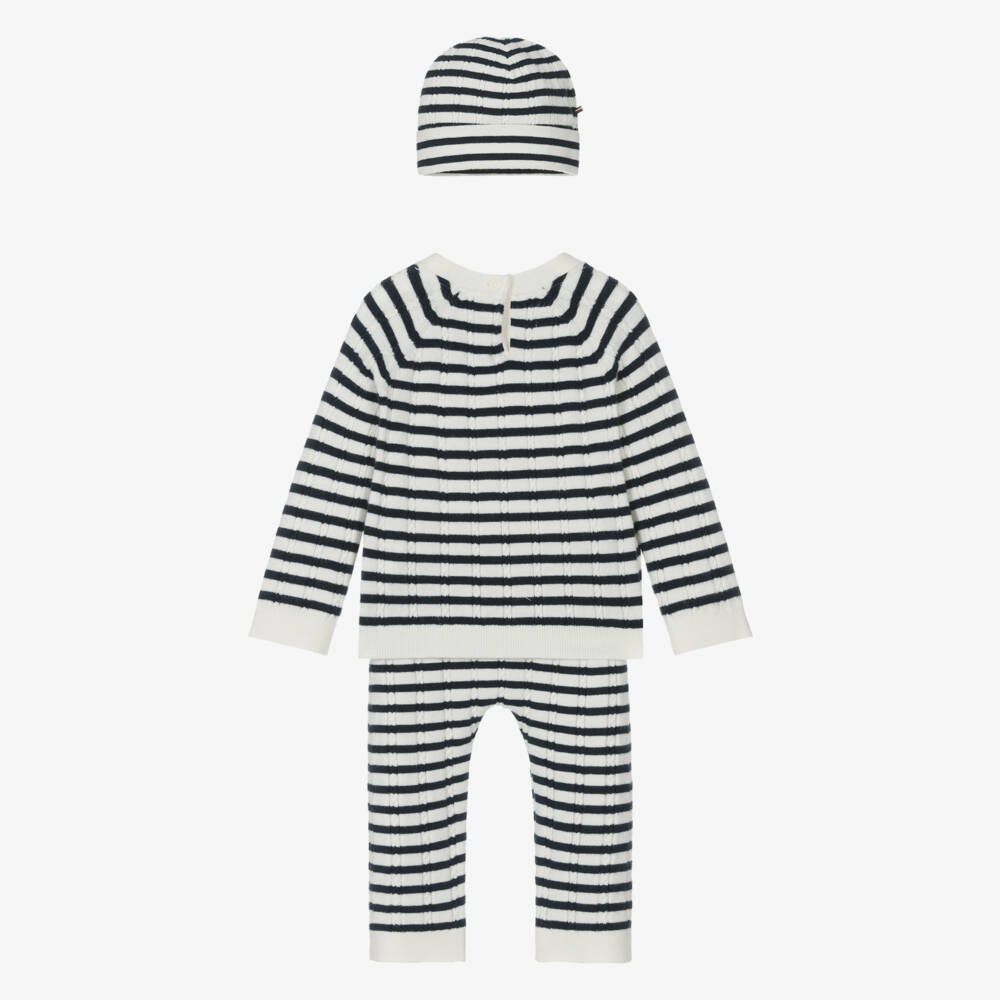 Tommy Hilfiger-Blue Striped Knitted Trouser Set | Childrensalon