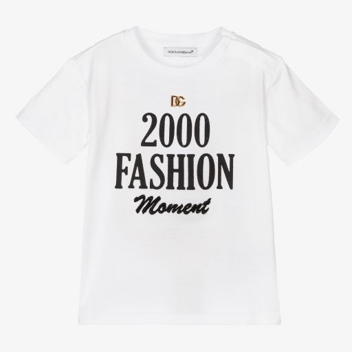 Dolce & Gabbana-Baby Girls White Cotton T-Shirt | Childrensalon