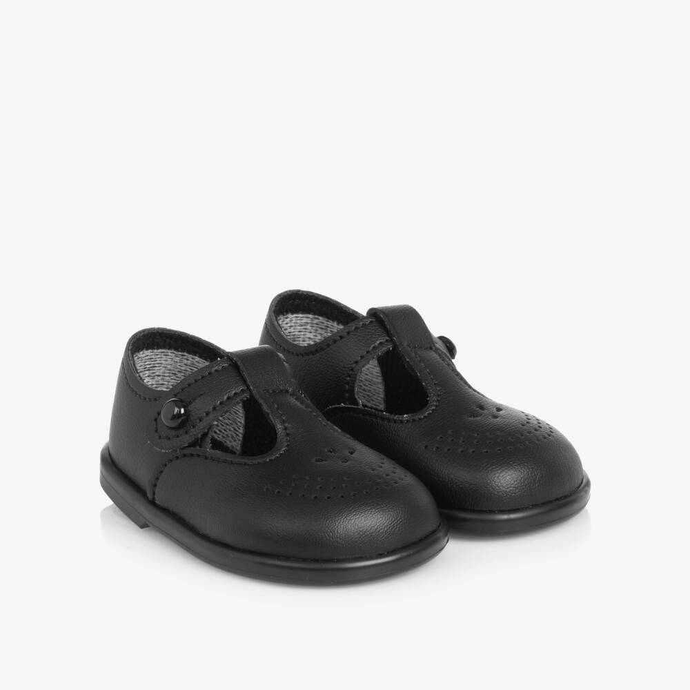 Early Days-Black T-Bar First Walker Shoes | Childrensalon
