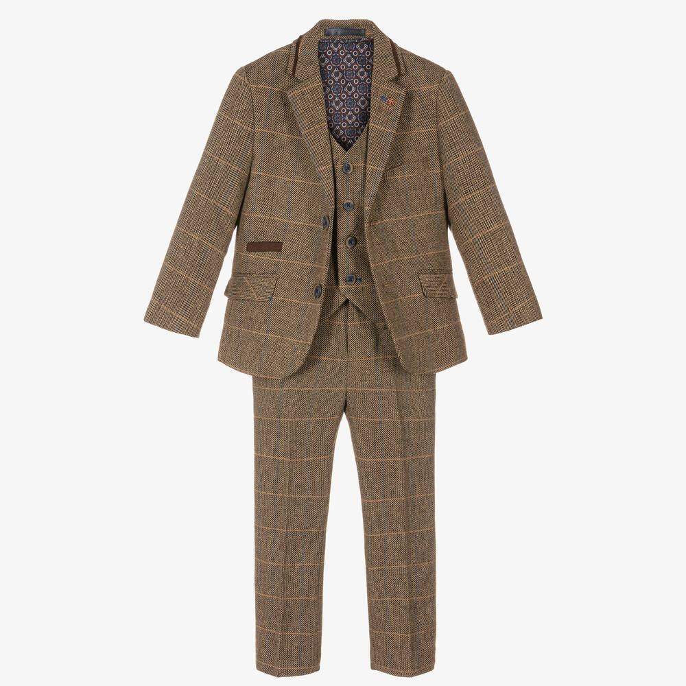 House of Cavani-Boys Brown Tweed Albert Suit | Childrensalon