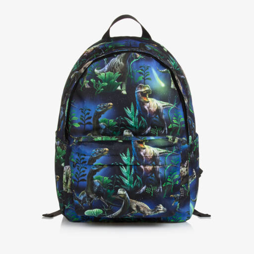 Molo-Navy Blue Canvas Dinosaur Backpack (42cm) | Childrensalon